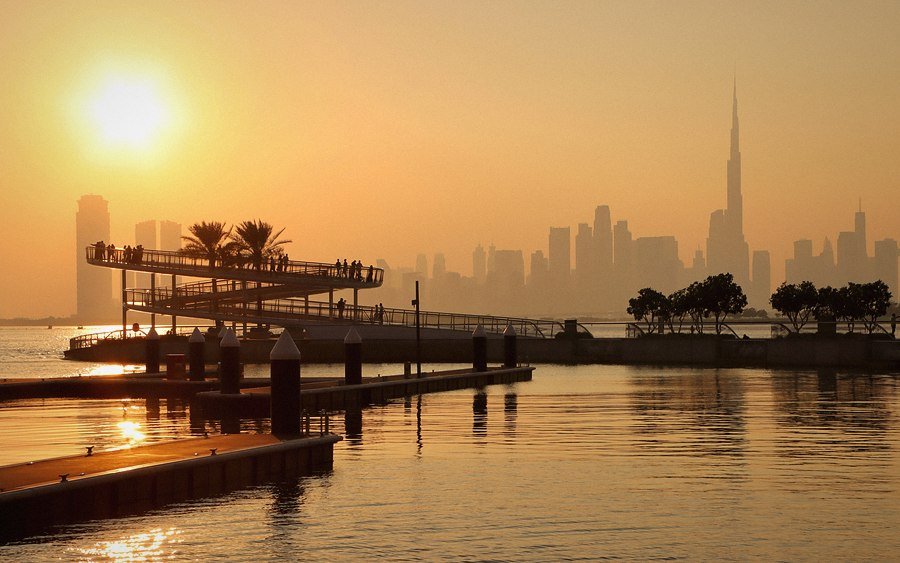 Downtown Dubai, looking toward the Burj Khalifa.